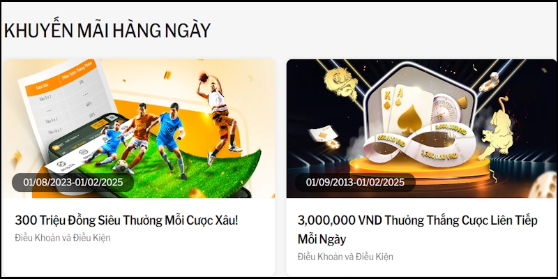 Ưu đãi hàng ngày giá trị thưởng cực cao
